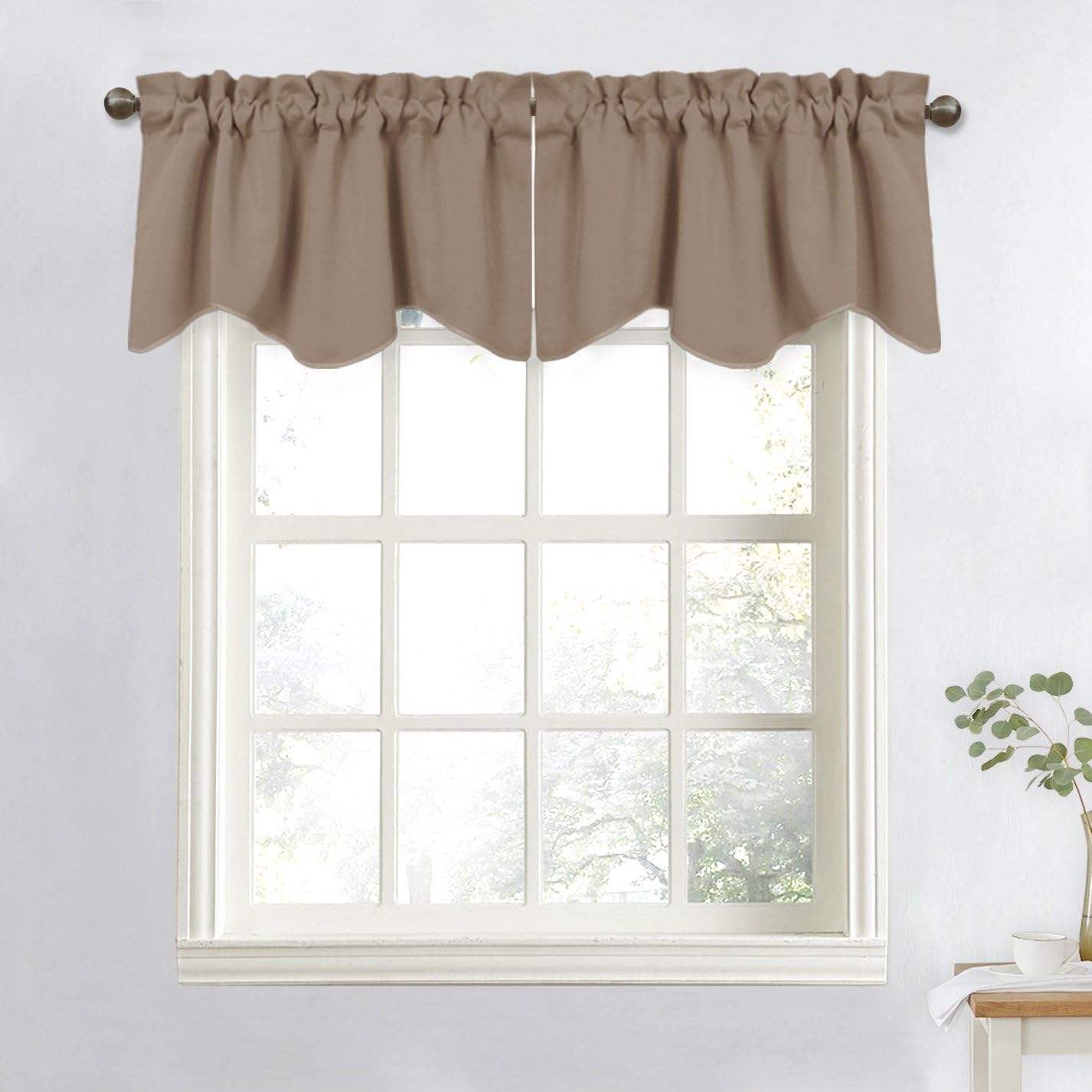 Best 3 Pieces Rod Pocket Kitchen Curtains Valance And Tiers (Cream)
