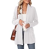 Micoson Women's Long Sleeve Open Front Cardigan Casual Loose Lightweight Cardigans with Pockets