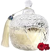 Jar Candy Bowl Shape Soy Wax Rose Scented Candle, Aromatherapy Candles for Home Scented or As a Birthday/Holiday Candle Gift for Your Lover(7.05OZ/48Hours Burning)