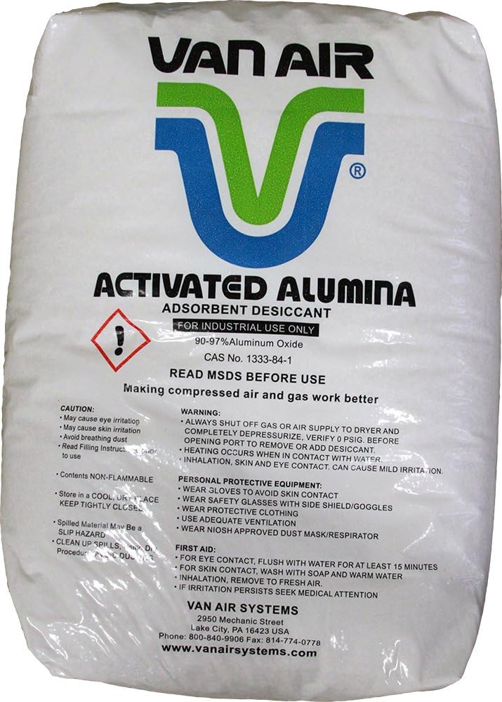 Van Air Systems 33-0241 Activated Alumina Desiccant, Air Dryers, Water Filtration, 50 lb Bag, 5-10 mm Spheres, 1/4"