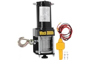 Holigie Electric Winch Kit 24V with Remote Steel Cable Mini Bracket 3000lbs for ATV UTV Accessories