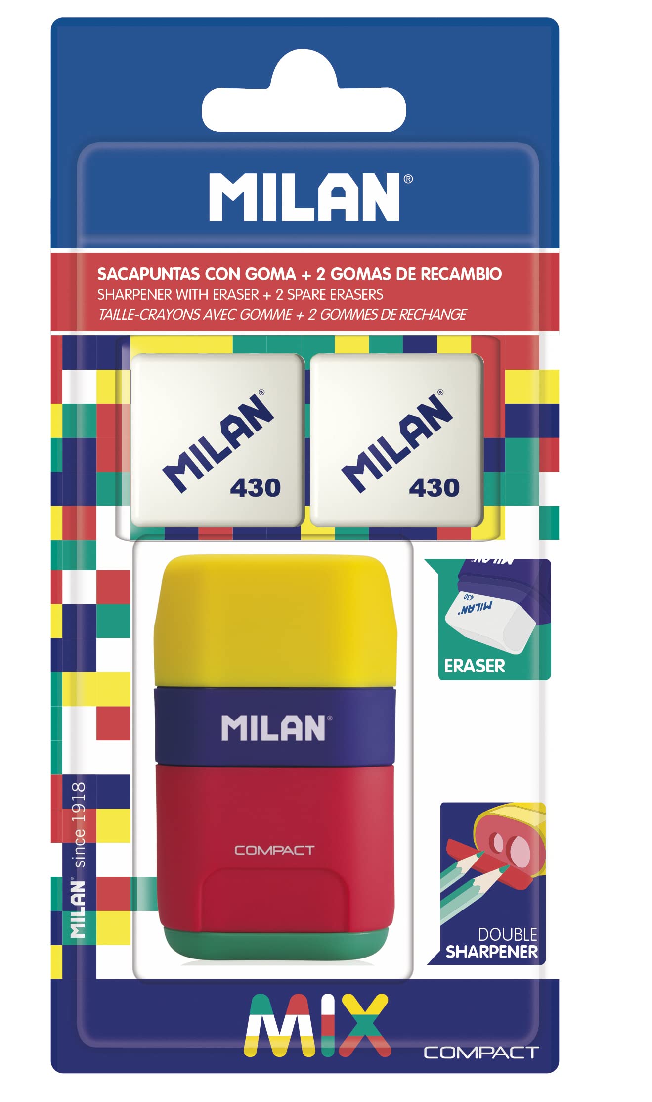 A.C. Milan Blister afilaborra Compact Mix + 2 gomas de recambio, White
