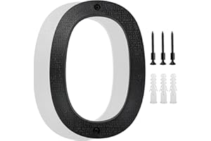 HVATRY 8’’ Modern Floating House Numbers for Outside, Large Black Shadow Home Number with Nails Kit & Template, Easy to Be Mounted for Exterior House Address, Garage Gate, Street, Farmhouse, Number 0
