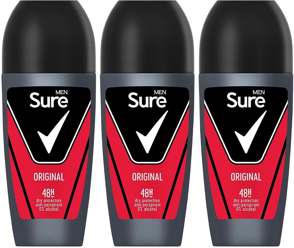Sure Antiperspirant Roll On Original 48H Sweat Odour Protection Men 50ml Pack