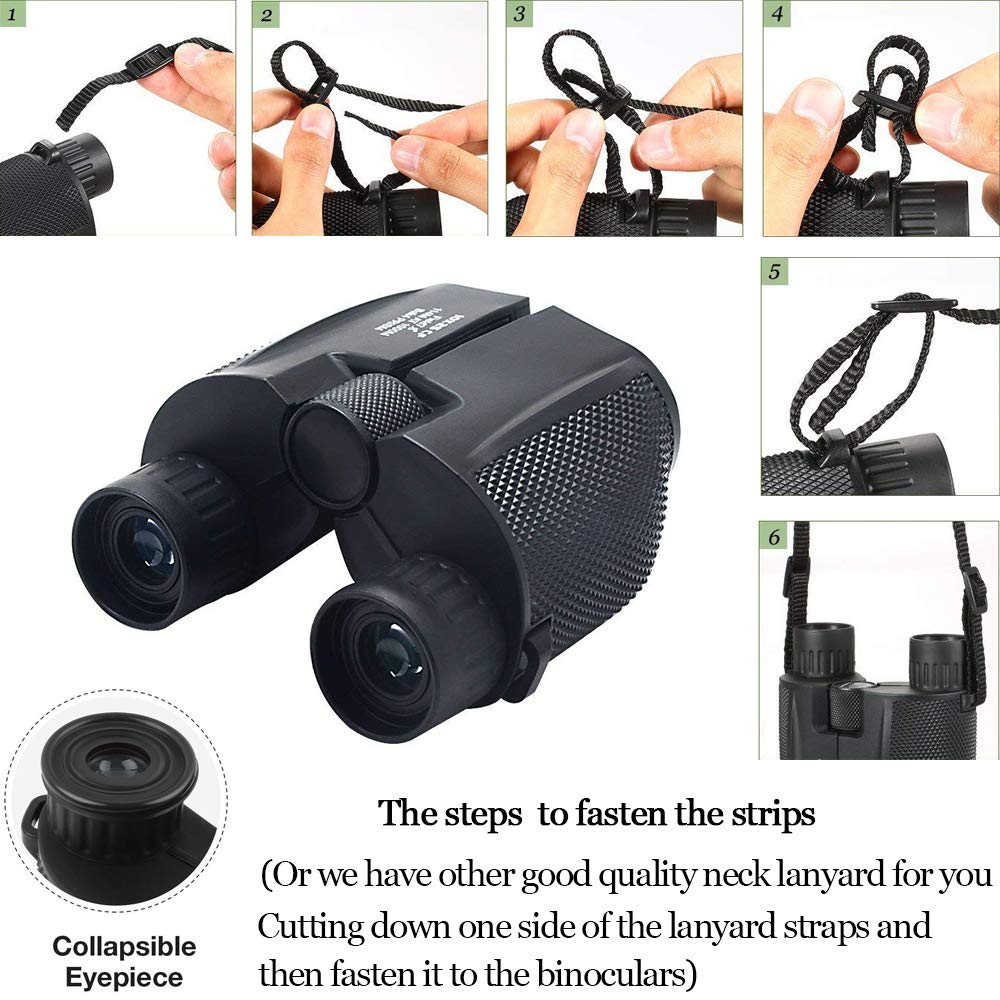 10x25 High Powered Binoculars with Weak Light Night Vision for Concert Theater Waterproof Compact Binocular Great for Bird Watching Hiking Traveling, Sightseeing Gift for Adults Kids Boys