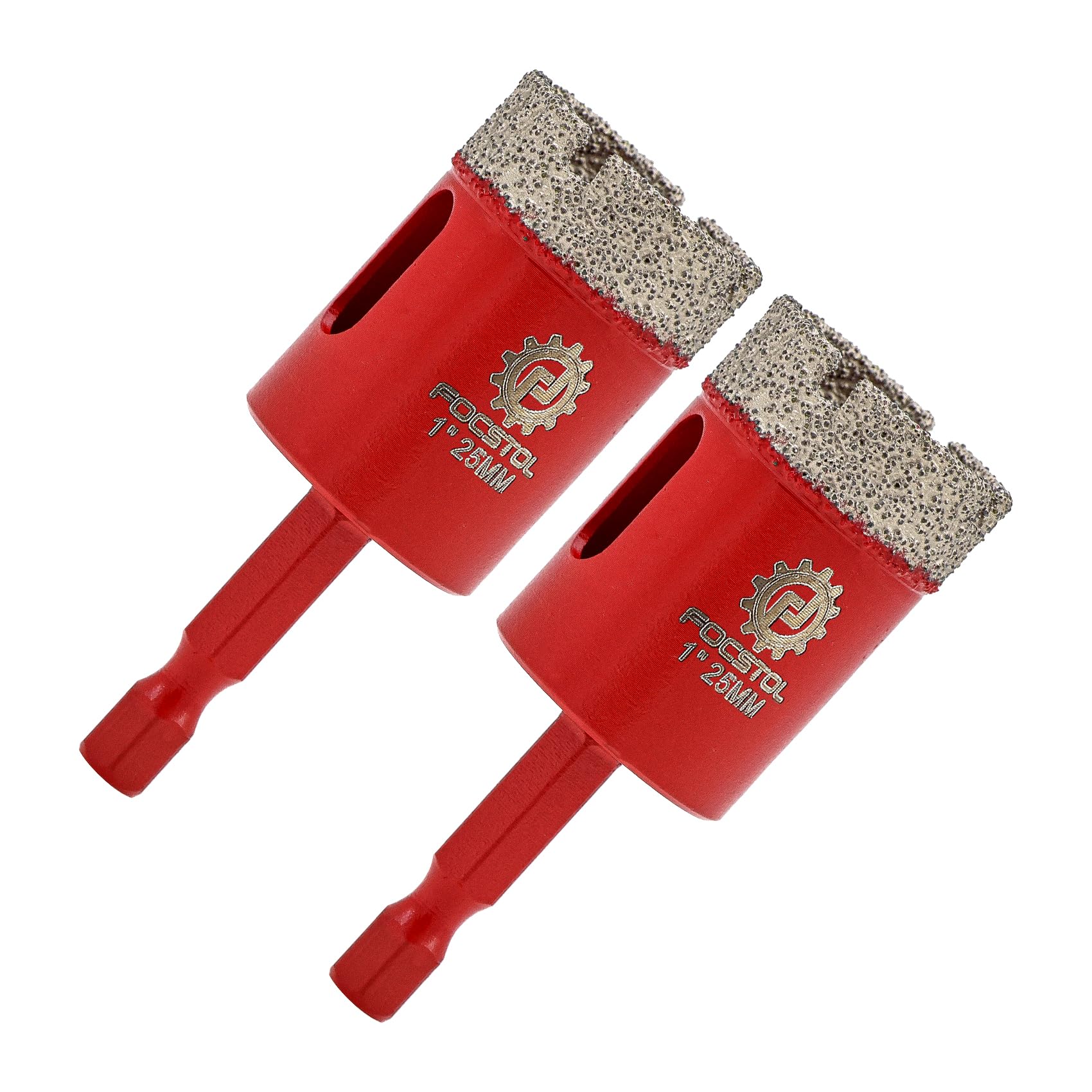 Diamond Core Drill Bit 25mm - FOCSTOL 2pcs Diamond Hole Saw with Quick Change Hex Shank for Porcelain Tile Ceramic Marble Granite — image 1