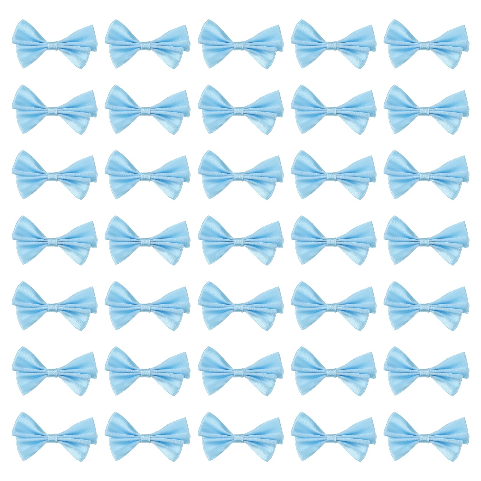 PATIKIL 2.4" Twist Tie Bows, 100 Pcs Mini Bow Tie Satin Ribbon Bows Ties Little Bowknot Embellishments for Craft Sewing Gift Wrapping, Blue