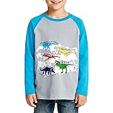 ArthomaHige Boys Long Sleeve Shirts Dinosaur Shirts for Boys Kids Fall Crewneck Tees Toddler Excavator Graphic T-Shirt 3-8 T