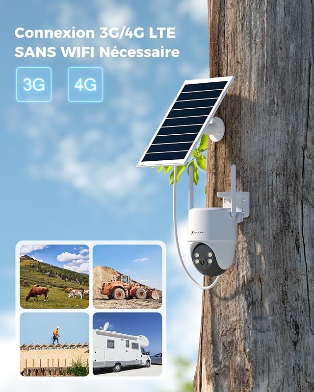 24/7 Enregistrement AOV 4G Camera Surveillance Exterieur sans Fil