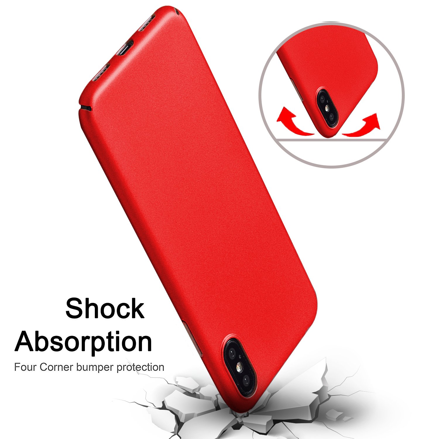 iPhone X case Shockproof Slim Fit Protective Hard TPU Case Cover for iPhone X (Red)