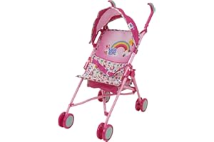 Baby Alive: Doll Stroller - Pink & Rainbow - Fits Dolls Up to 24", Retractable Canopy, Safety Harness for Baby Doll, Two-Tone