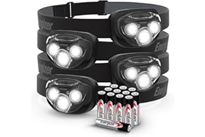 Energizer PRO-260 LED Headlamp (4-Pack), IPX4 Water Resistant Headlamps, High-Performance Head Light for Outdoors, Camping, Running, Storm, Survival LED Light for Emergencies (Batteries Included)