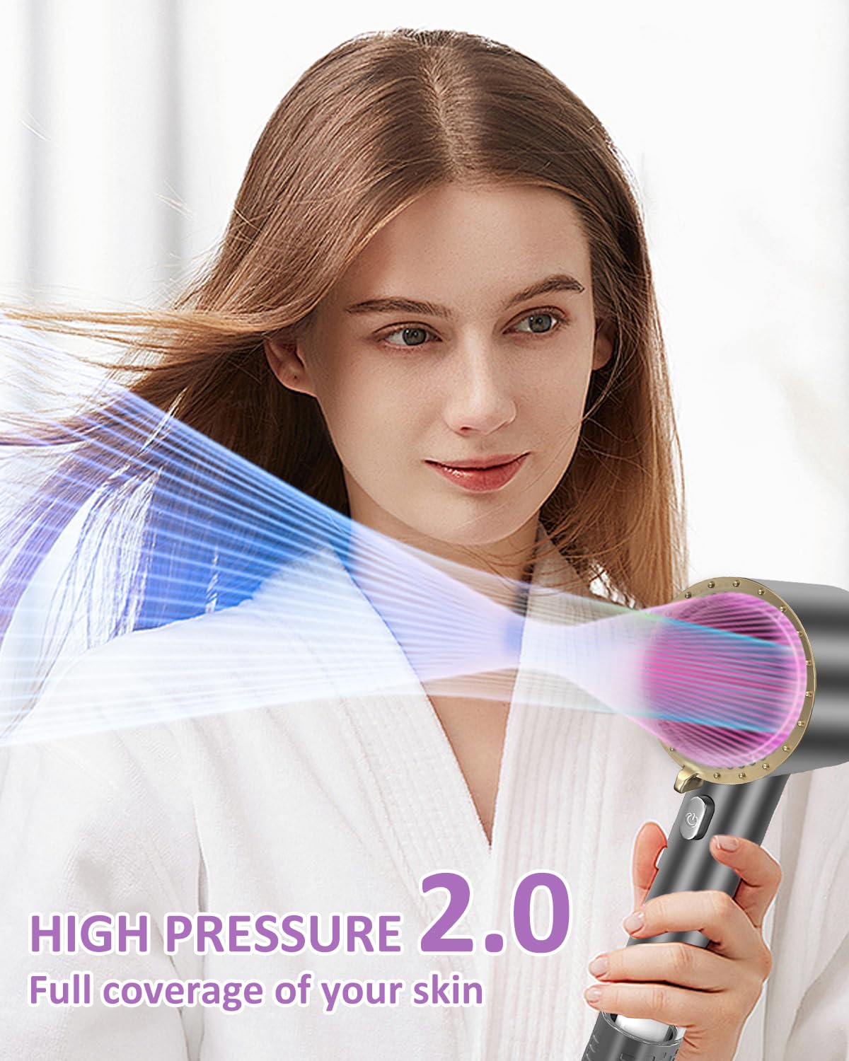 Luxsego High Pressure KDF55 Filtered Shower Head with Handheld, 3 Spray Mode Shower Heads with Filters for Hard Water, Microbubble Showerhead Set with Hose, Bracket, Mineral Beads for Skin Hair Care