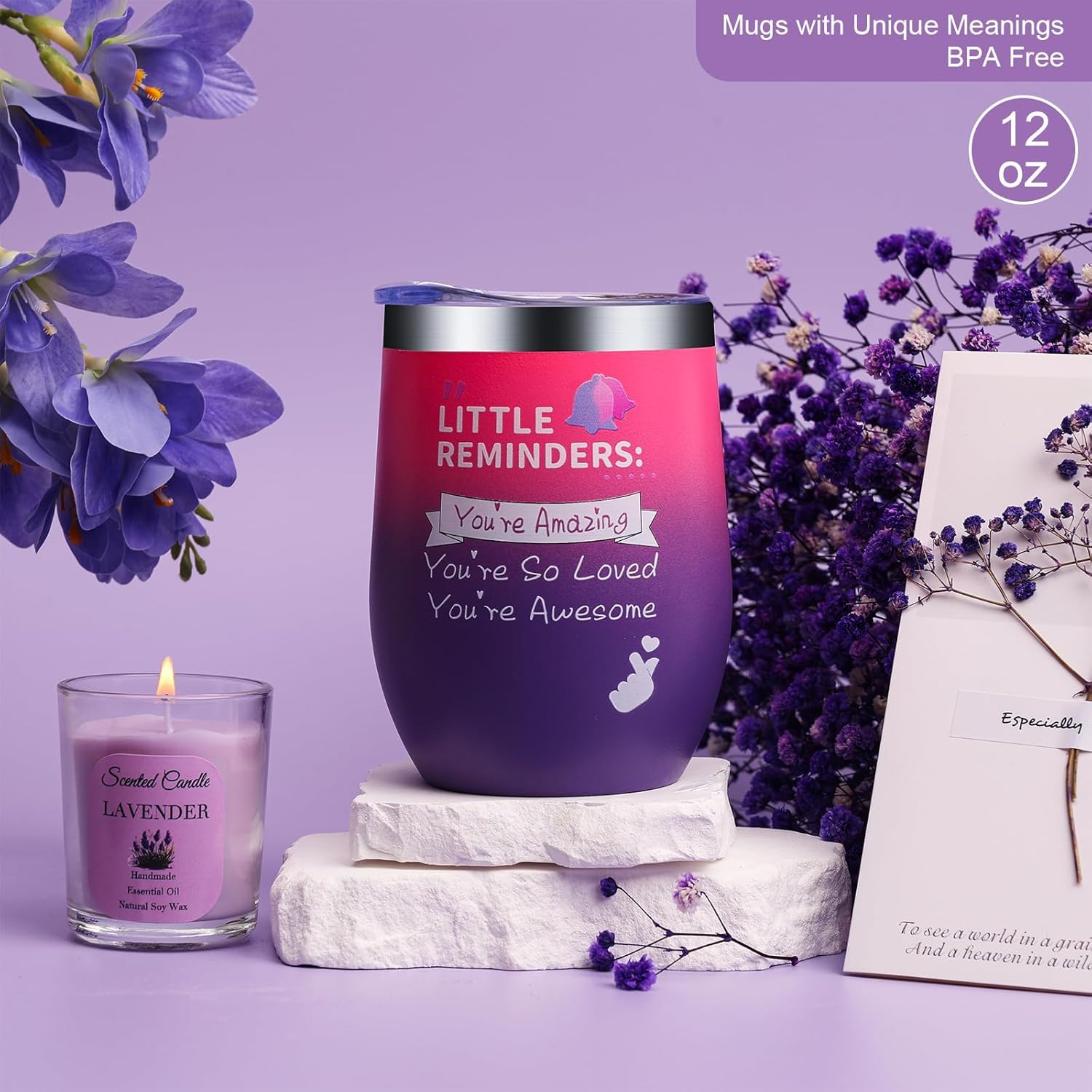 Happy Birthday Gifts for Women Friendship, Get Well Soon Gifts Baskets for Women, Self Care Package, Birthday Basket for Womens, Friends, Coworker Ideas (Lavender)