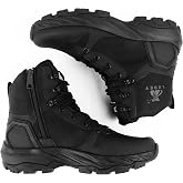 LUDEY Lightweight Tactical Military Boots for Men with YKK Side Zipper | Combat, Police Duty, Work, Hiking, Security,Comfortable Water Resistant, Anti-Slip, Breathable, Durable, Ankle Support
