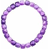 Healing Crystal Handmade 7-8mm Cube Lapis Beads Stretch Bracelets for Women Bohemian Boho Style Stretch Beaded Bracelet