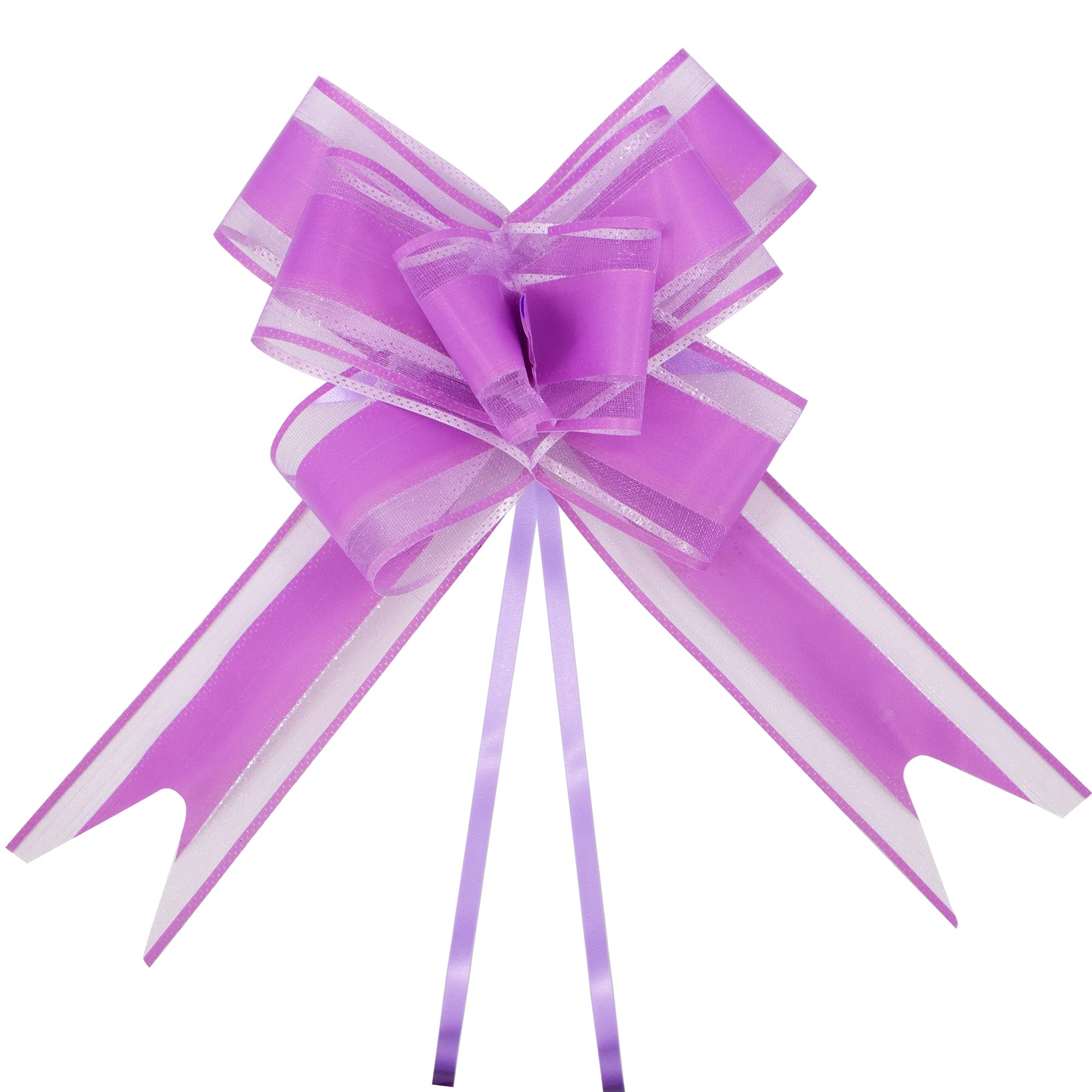 Time to Sparkle 20 PCS Pull Bows 16cm Large Organza Pull Bow Gift Wrapping Bows Present with Ribbon for Wedding Party Christmas Valentine's Day Pinky Purple