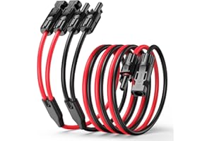 Bateria Power 30A Y-Branch Solar Connectors Extension Cable, 10.8FT 12AWG Solar Cable Parallel Adaptor Solar Panel Wire in Pair with Female and Male Connectors for Solar Panel (1*M/FF+1*F/MM)
