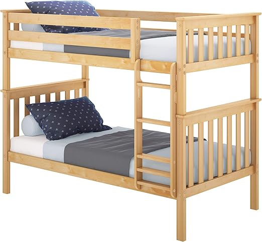 Amazon Com Max Lily Solid Wood Twin Over Twin Bunk Bed Natural