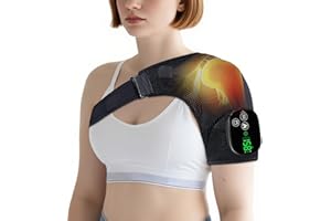 YUANBO Shoulder Heating Pad Massager - Cordless Portable Heated Shoulder Brace & Wrap with Vibration, 6 Heat & Timer Modes - Warmer Gift for Mom & Dad