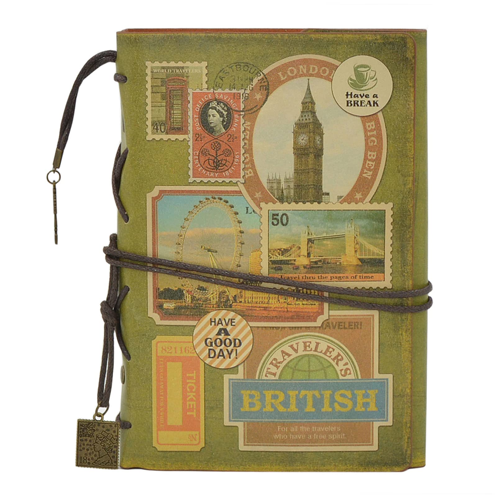 NectaRoy Retro Vintage Leather Writing Journal Notebook, 6-Holes European Style Spiral Bound Loose-Leaf Refillable Daily Sketchbook Diary Traveler with Blank Inserts and Zipper Pocket, 185x130mm — image 1