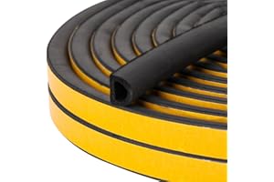 AMZJJLE 19.7Feet Rubber Weather Stripping Door Seal, Self-Adhesive Seals for Door Window Gap, Soundproofing, Insulation Strip, Door Sealers for Door Frame (Black)
