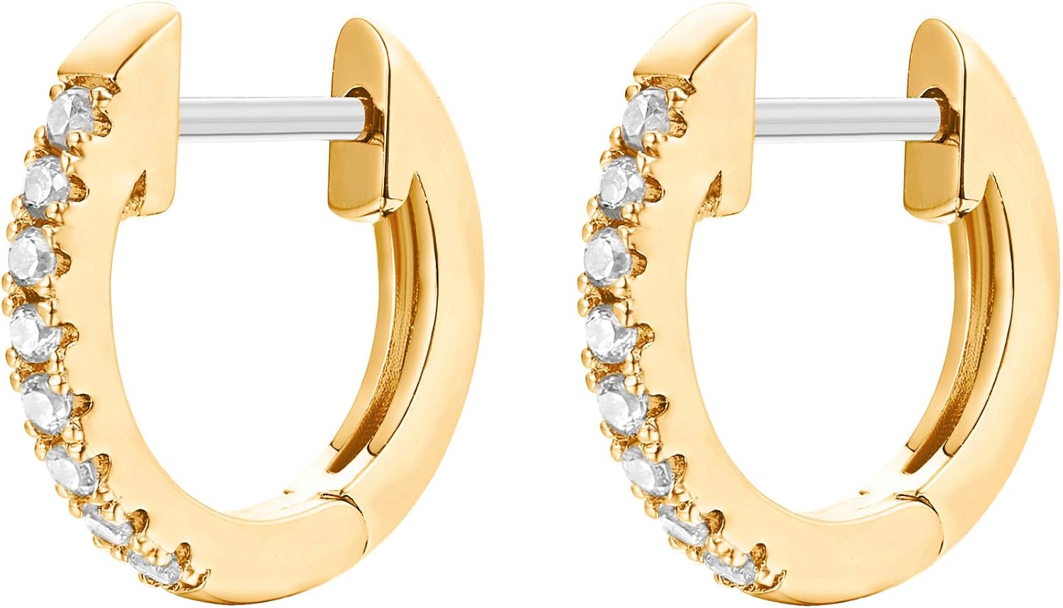 PAVOI 14K Yellow Gold Plated Post Cubic Zirconia Cuff Earring Huggie Stud: Clothing
