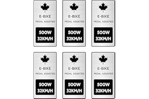 E-Bike Classification Sticker, Waterproof Reflective Metallic, 500W 32KM/H Pedal Assisted, Peel and Stick Design, 65mm x 30mm