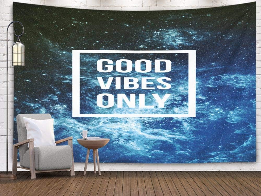 TOMWISH Star Light Tapestries, Tapestries Decoration Hanging Wall Bedroom and Home Décor Dorm Vibes Only Motivational on Night Starry Sky Background 80X60 Inch,Blue Black 2