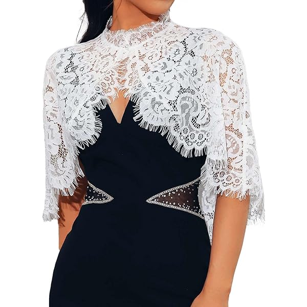 ZARSIO Women Long Sleeve Lace Shrug Bolero Shawl Short Cardigan