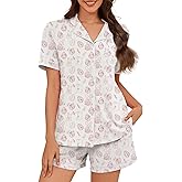 American Trends Button Down Pajamas for Women Set - 2 Piece Sleepwear with Lapel & Breathable LoungeWear PJ Sets for Women