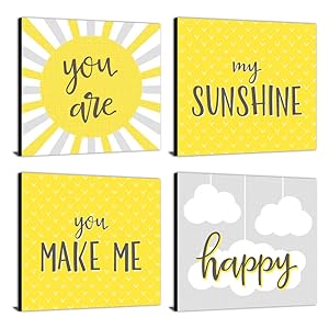 You are My Sunshine - Kids Room, Nursery & Home Decor - 11” x 11” Kids Wall Art - Set of 4 Prints