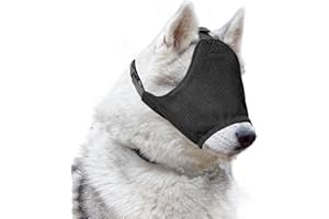 Ohcozzy Dog Calming Cap Eye Mask with Soft Flexible Fabric, Adjustable Pet Mask Muzzle for Dogs Grooming Anti Car Sickness(L,Black)