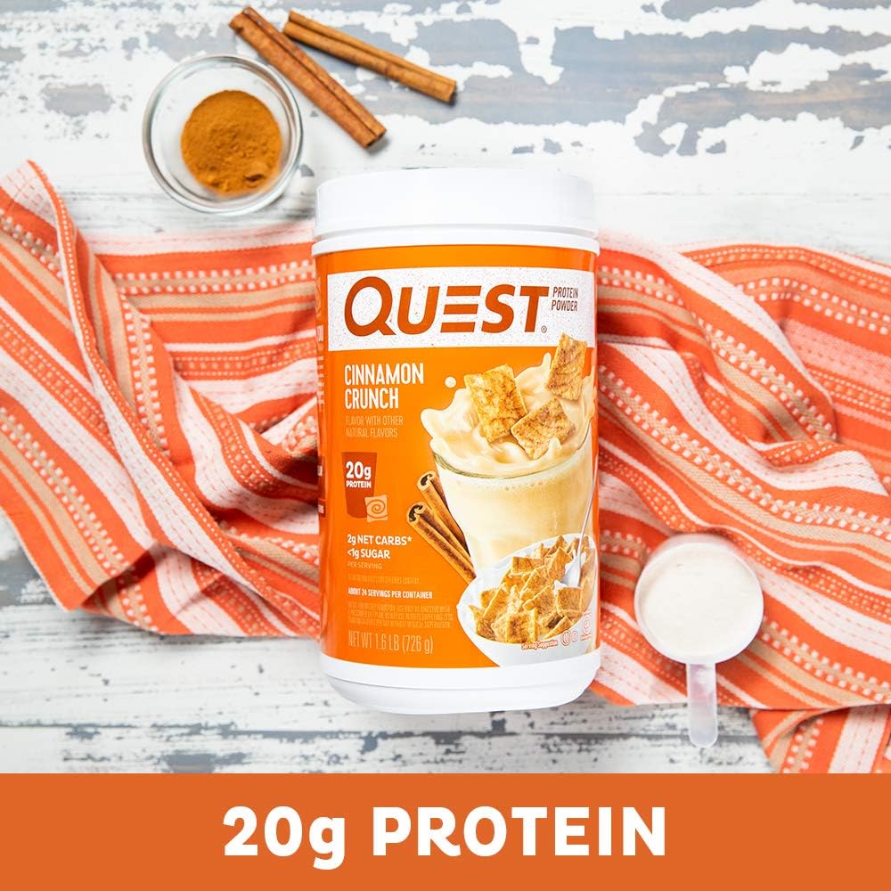 Quest Nutrition Cinnamon Crunch Protein Powder, High Protein, Low Carb, Gluten Free, Soy Free, 25.6 Ounce (Pack of 1): Health & Personal Care