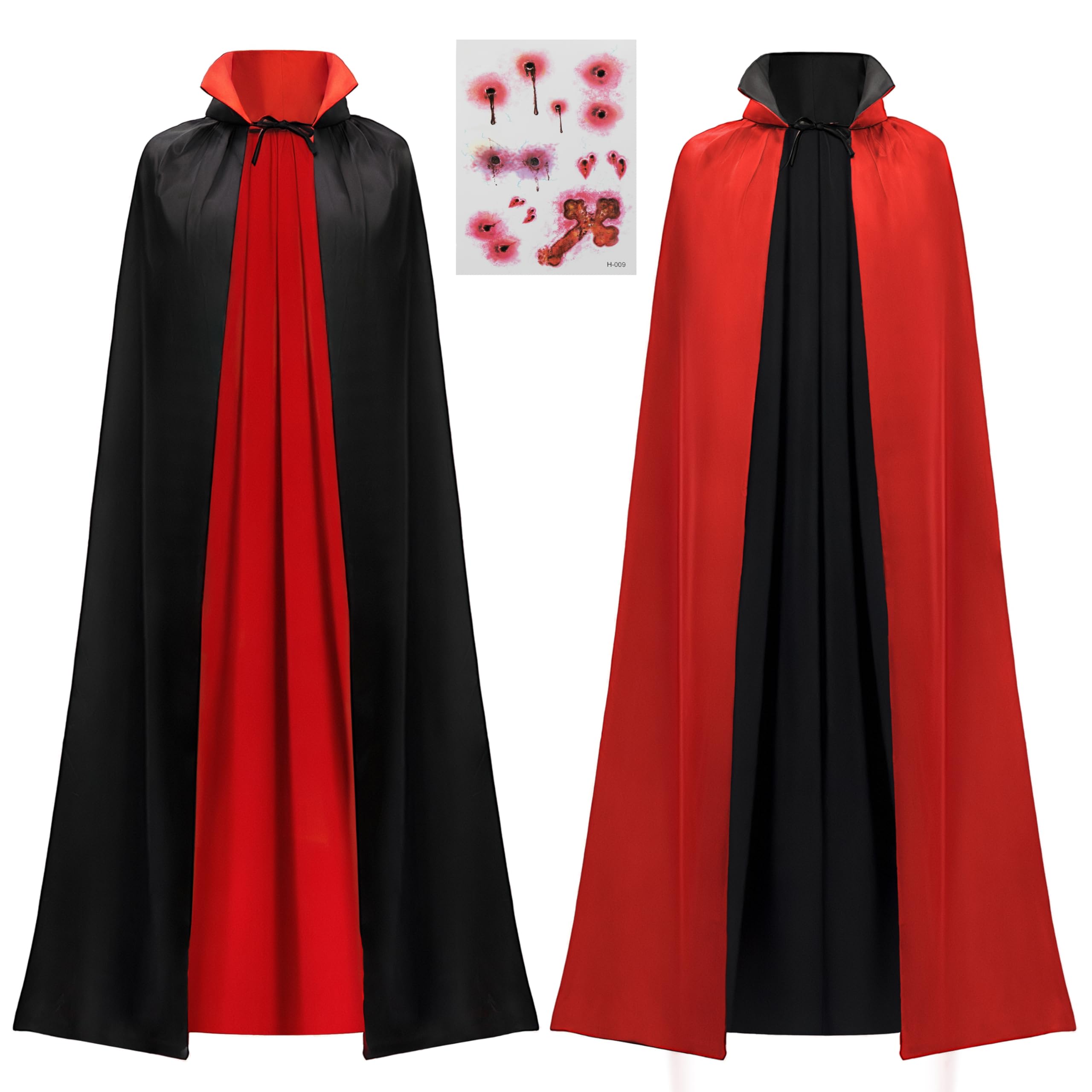 JOYIN Child Unisex Halloween Vampire Costume Set with Reversible Cape Cloak and Tattoo Scar for Halloween Dress Up Parties, Cosplay Costume, Dracula Theme Party and Transylvania Costume