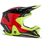 Fox Racing Unisex V3 Motocross Dirt Bike Helmet, Red/Yellow, Small