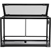 REPTI ZOO Tempered Glass Reptile Terrarium 30 Gallon, Wide Reptiles Tank 30" x 12"x 18" for Reptile Pets Bearded Dragon Gecko Lizard, Double Front Opening Doors Top Screen Ventilation