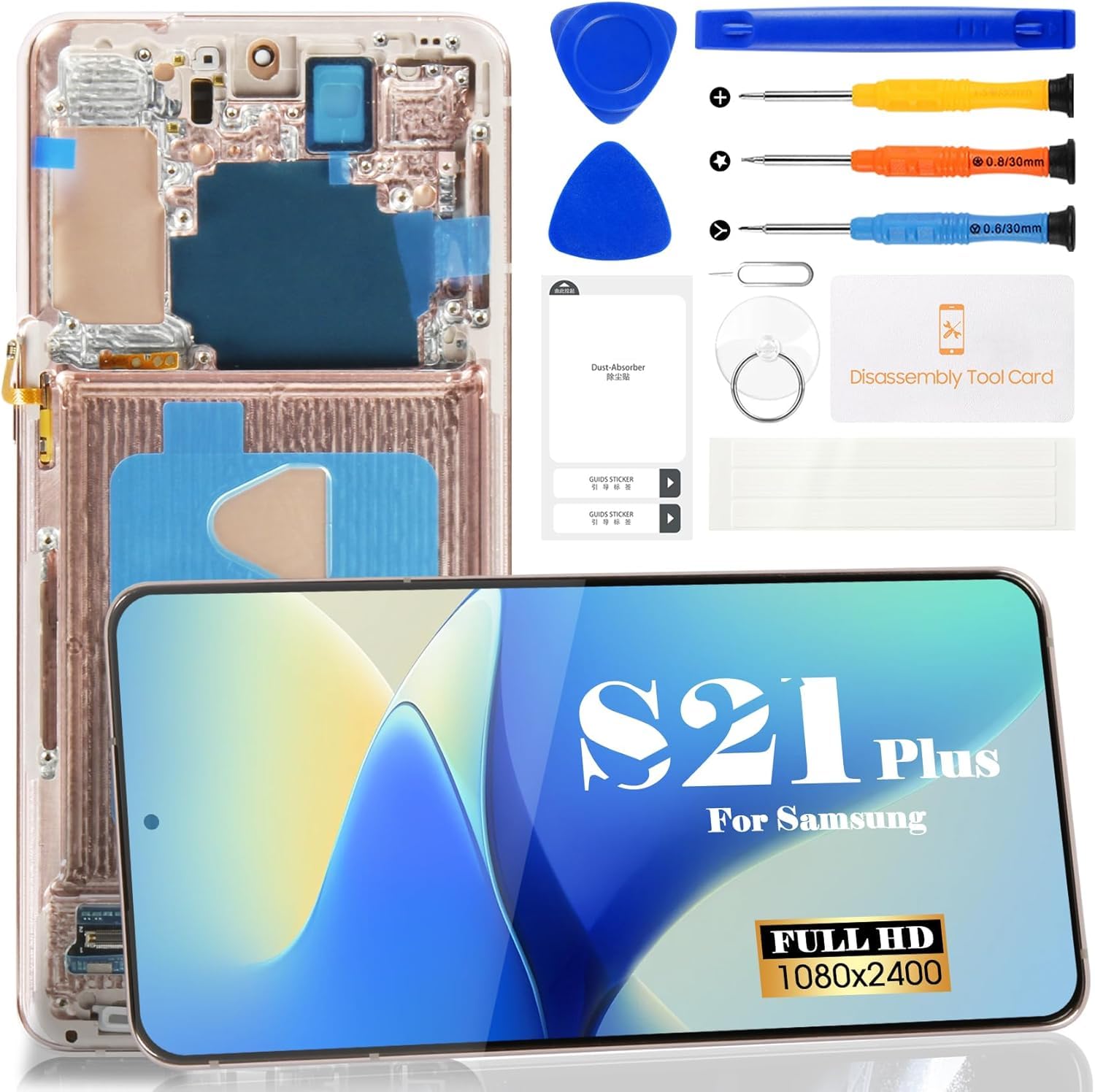 Photo 1 of Incell for Samsung Galaxy S21+ 5G Screen Replacement for Galaxy S21 Plus 5g LCD Display SM-G996B SM-G996U Digitizer Touch Screen Assembly Repair Kits with Frame (Phantom Gold, No Fingerprint)