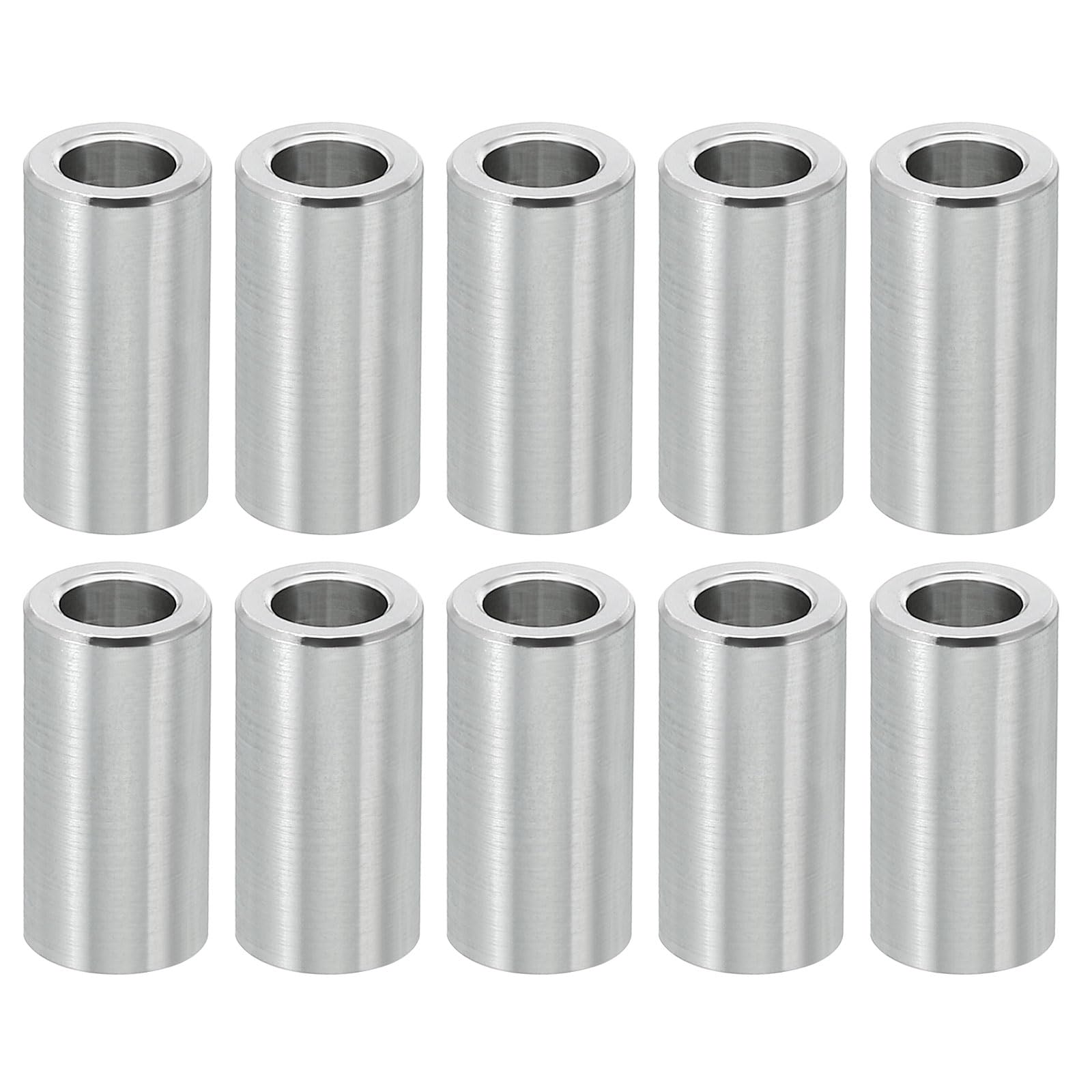 PATIKIL M6 Aluminum Spacers, 10 Pcs Metal Spacer Aluminum 6.2mm ID x 10mm OD x 20mm L Aluminum Spacer Screw Standoff Round for 1/4" or M6 Screw Bolts