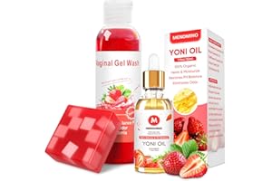 MENOMINO Feminine Wash & Yoni Soap Bar & Yoni Oil for Women pH Balance, Yoni Wash for Vaginal Moisturizing Remove Odor, 5.07 Fl.Oz Intimate Wash 1 Fl.Oz Organic Feminine Oil & 3.53oz Yoni Bar