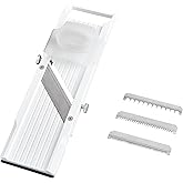 Benriner Mandoline Slicer with 4 Blades, Japanese Stainless Steel, BPA Free, 12.75 x 3.625-Inches, Beige