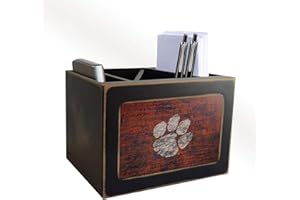 LA AUTO GEAR Fan Creations Clemson Tigers Distressed Team Logo Desktop Organizer with Color