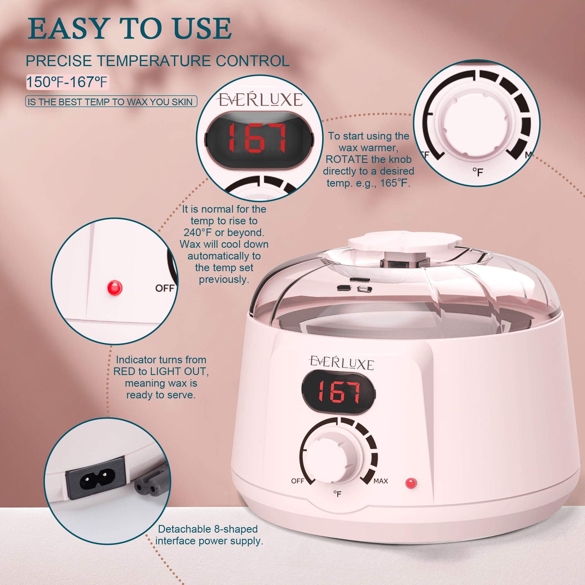 Waxing Kit for Women Hair Removal with Silicone Wax Warmer Liner, Digital Waxing Machine Hard Wax Kit for Full Body, Arms, Legs, Face, Bikini, Brazilian Wax Kit for Women Men Sensitive Skin