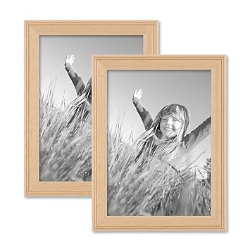 Amazon De Photolini 2er Set Landhaus Bilderrahmen 13x18 Cm Holz Natur Massivholz Mit Glasscheibe Und