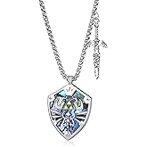 TALYKONG Master Sword Necklace for Men Hylian Shield Triforce Pendant Game Jewelry Gifts for Men Women