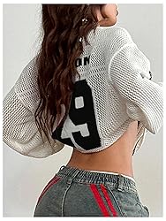 BEAUDRM Women's Number Letter Graphic Sweater