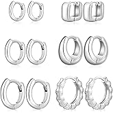 Wgoud Small Gold Hoop Earrings Set for Women, 6 Pairs 14K Gold Plated Hypoallergenic Lightweight Huggie Hoops Earrings, Trendy Cartilage Cubic Zirconia Earrings for Women Gifts.