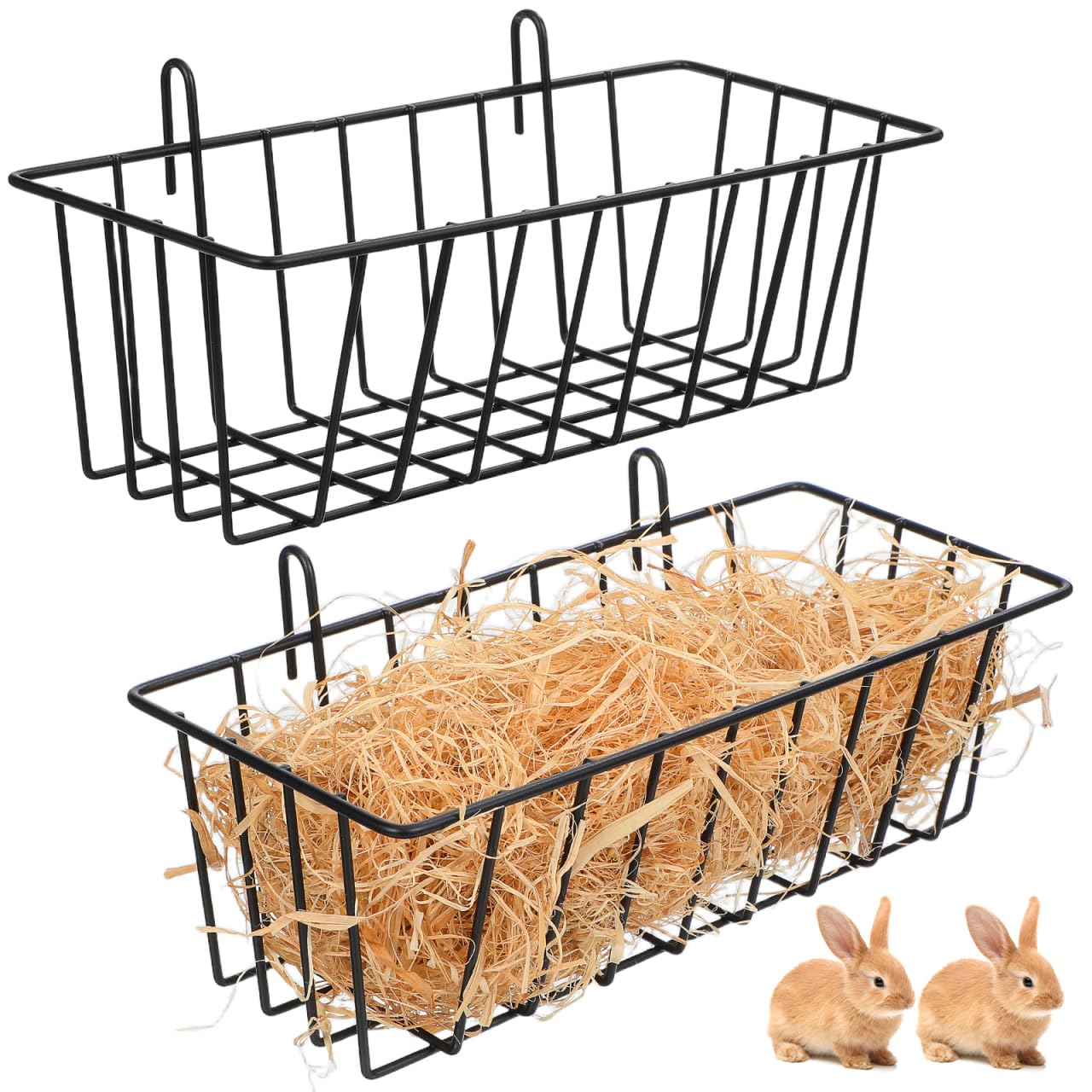 iplusmile Rabbit Hay Feeder Hanging Rack with Metal Frame for Small Pets Guinea Pig Bunny Cage Accessory 9-Inch Hay Holder for Clean Feeding