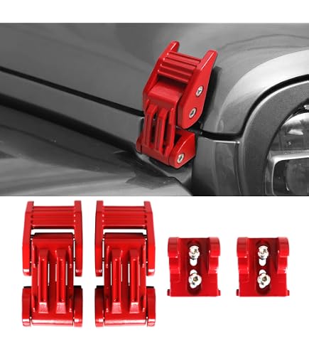2X Hood Latch Locking Catch Aluminum Lock Buckle for 2018 Jeep Wrangler JL JT e 2X Hood Latch Locking Catch Aluminum Lock Buckle for 2018 Jeep Wrangler JL JT e