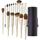 LORYP Makeup Brushes Set 18Pcs Vegan with Travel Case for Makeup Artists | Soft bristles, shed-resistant &amp; low odor with foundation, concealer, blush, contour, blending &amp; eyeshadow for beginners.